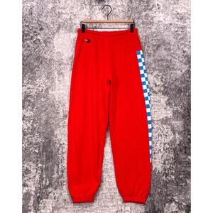 Aviator Nation Sweatpants Large Womens Red Check Leg Jogger